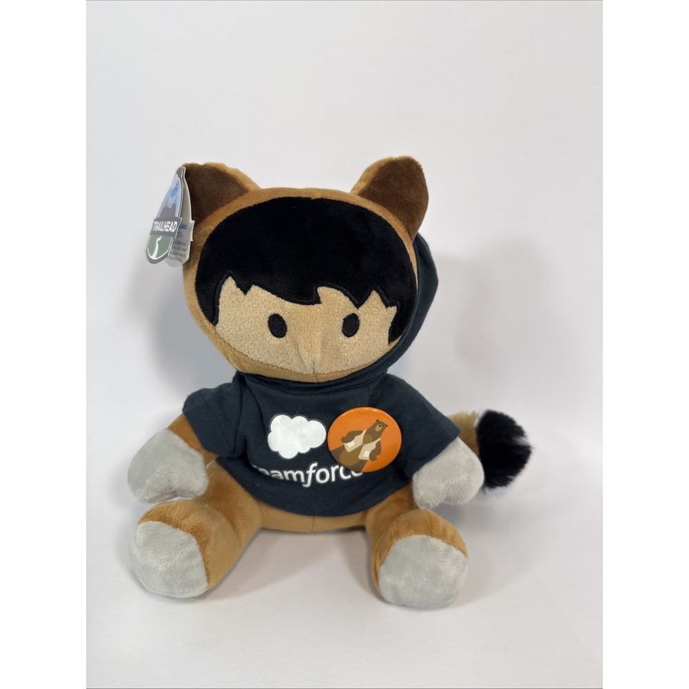 Salesforce Dreamforce Astro Trailhead Plush Mascot Blue Hoodie Raccoon Tags